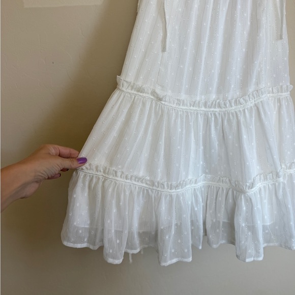 All Saints Tilly Short Dobby Little White Dress Tiered Ruffle Prairie Women’s 2 - Picture 3 of 9